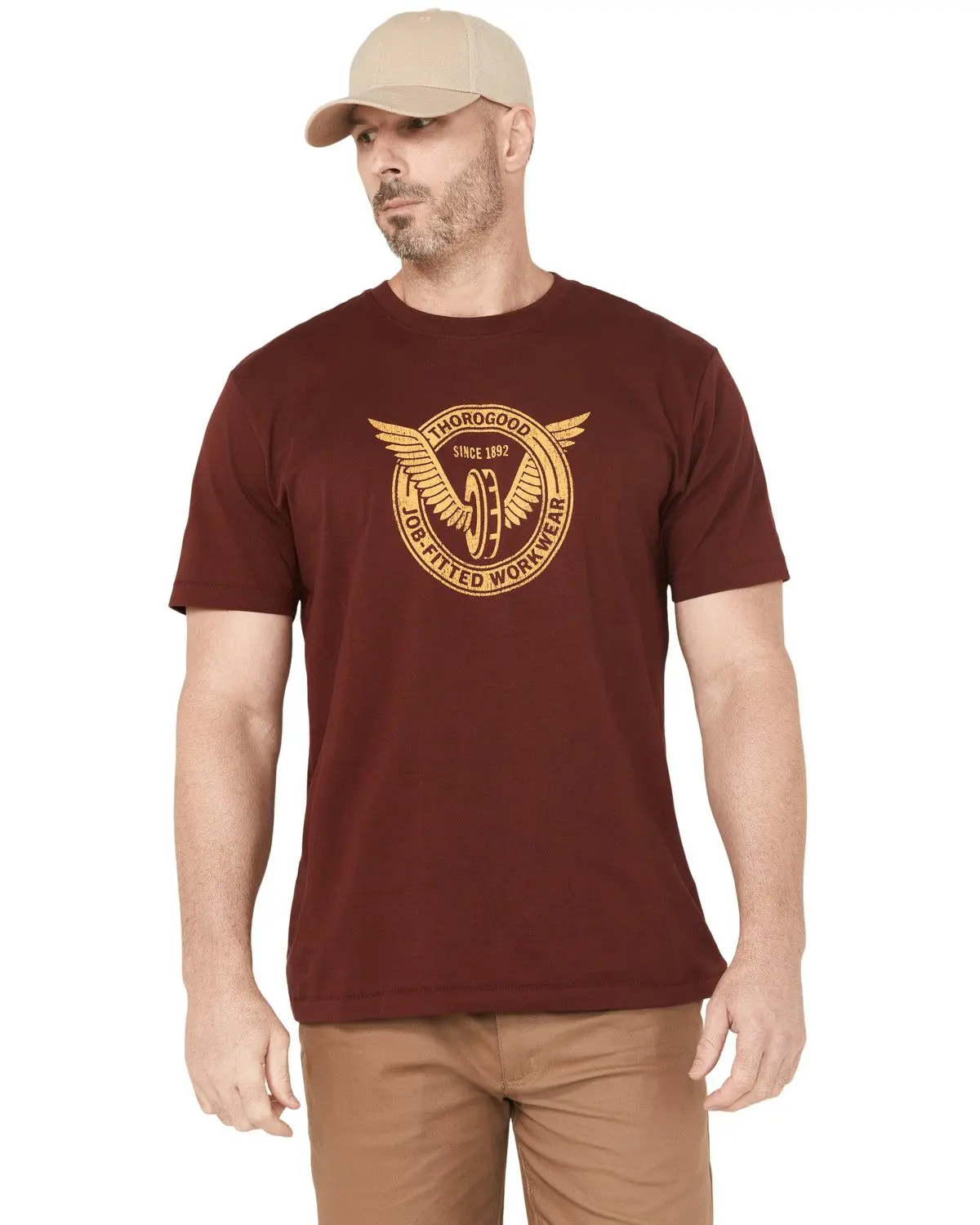 Thorogood Men's Men'S Wing And Wheel Short Sleeve Graphic Work T-Shirt - Tg205793-Dkrd