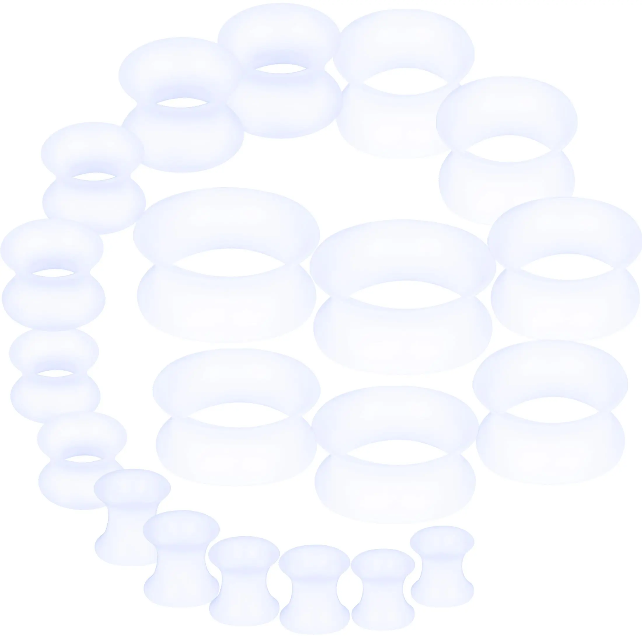 Silicone Ear Gauges Tunnels Plugs For Ears Women Men Earrings Black/clear/white Size 4mm-20mm 6g-7/8in Double Gage Retainer Stretching Kit Starter Stretchers Expander