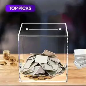 Saving Challenge Clear Acrylic Piggy Bank, Unopenable Unbreakable Coins & Cash Container, Home Supplies Home Decor Jar for Teens, Gift #TOP PICKS