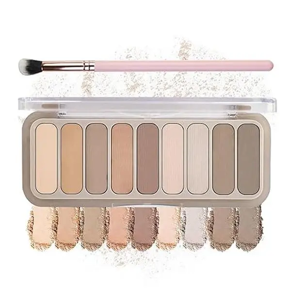 Matte Eyeshadow Palette with Brush, 03 Cement Color | Natural Smoky Brown Taupe Eye Shadow Palette, Ultra-Blendable Highly Pigmented Makeup