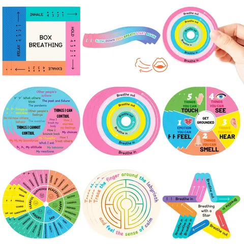 Textured Anxiety Sensory Stickers, Colorful Reusable Mindfulness Stickers, Anti Stress Tactile Stickers, Mood Calming Stickers for Teens & Adults, Stress Relief Sticker, Scrapbook Accessories