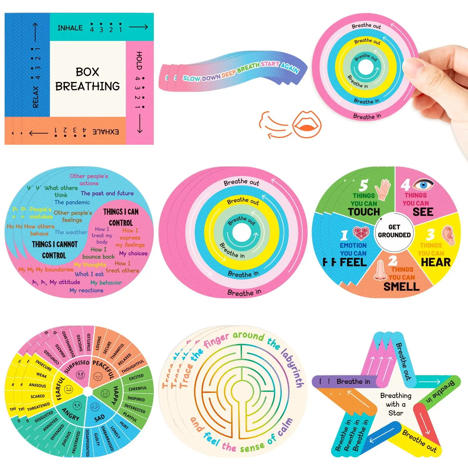 Textured Anxiety Sensory Stickers, Colorful Reusable Mindfulness Stickers, Vibrant Colors Relaxation Stickers, Anti Stress Tactile Rough Stickers for