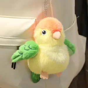 Hot 1pc 14cm Kawaii Birds Plush Pendant Toys Keychain Simulation Parrot Bird Nest Plush Keyring Anime Cute Gifts For Girls Kids