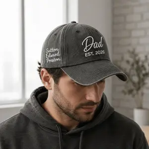 Dad Est. Year Personalized Cap – Custom Embroidered Vintage Baseball Hat for Fathers