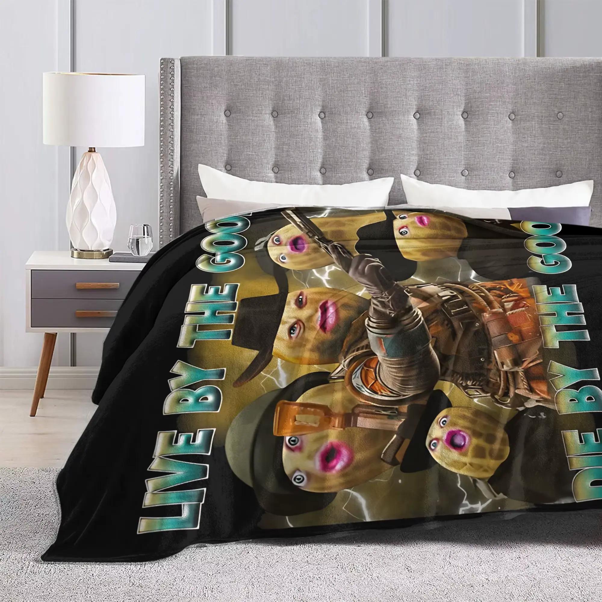 Live By The Goop Die By The Goop Funny Peanut Meme Print Flannel Blanket Cooling Blanket Homegoods Soft Cozy For Bedroom Living Room Sofa Couch For Meme Lovers Teens Adults Perfect Gift