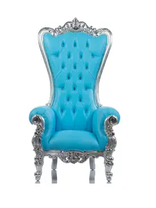"Electric Blue" Shellback Throne Chair (Light Blue/Silver)
