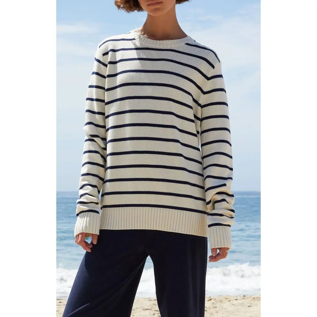 John Galt Women's White & Blue Striped Sweater John Galt Women's White & Blue Striped Sweater