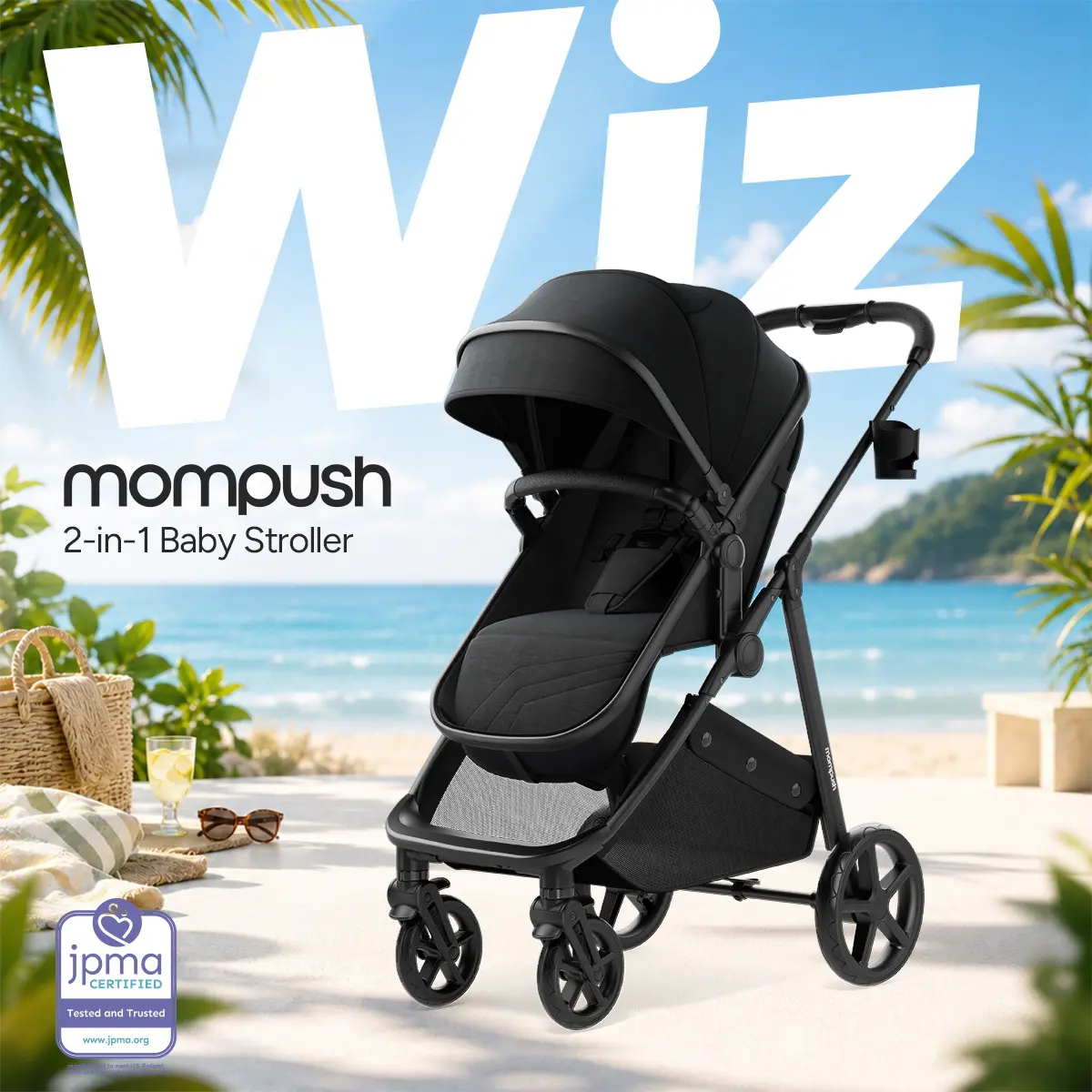 Mompush Wiz 2 in 1 Baby Stroller with Infant Pramette Mode, One Hand Fold  Convertible Newborn to Toddler Stroller with Reversible Seat and Large UPF  50+ Canopy - TikTok Shop