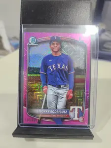 2025 Bowman Chrome Elorky Rodriguez #BCP-186 1st Pink Mojo Refractor /199 Texas Rangers Baseball Card Exclusive Collector's Item