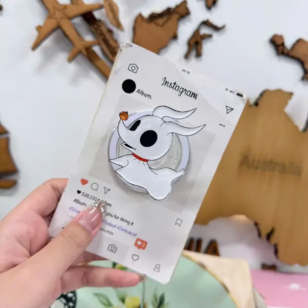 Halloween Ghost Dog Phone Grip – Cute Magnetic Acrylic Phone Holder, Spooky Puppy Phone Stand, Gift for Dog Lovers