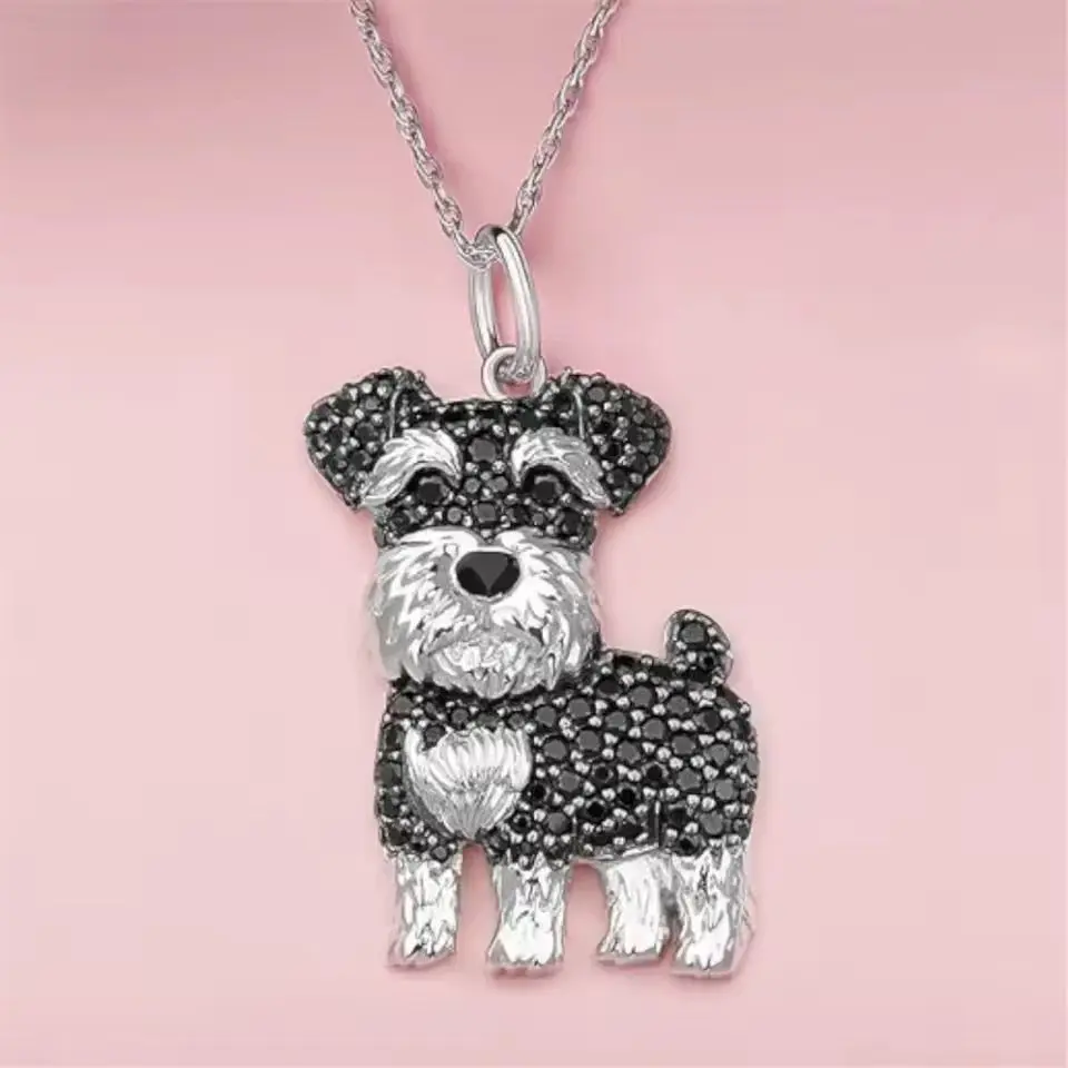Schnauzer Dog Pendant Stainless Steel Necklace Elegant Pet Puppy Jewelry Animal Accessories Dog Lovers Gift