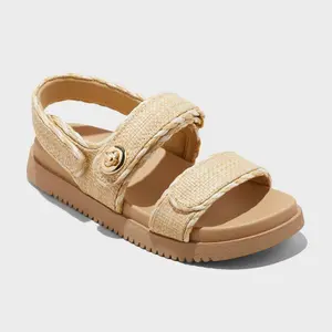 Women's Tilly Raffia Platform Footbed Sandals - A New Day