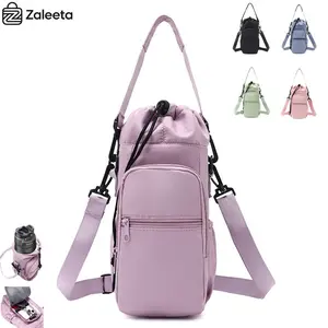 Zaleeta Water Bottle Shoulder Bag – Water Bottle Holder with Strap 32oz 40oz Insulated Water Bottle Carrier Sling Bag with Phone Pocket Crossbody
