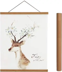 Artmag Rustic Teak Wood Magnetic Poster Hanger Frame Pack, 11in Nature-Infused Home Decor for 11x14/11x17 Photo Print Hanging Kit
