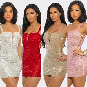 Midnight Temptress Black Lace-Up Sequin Mini Dress | Sexy Bodycon Night Out Dress