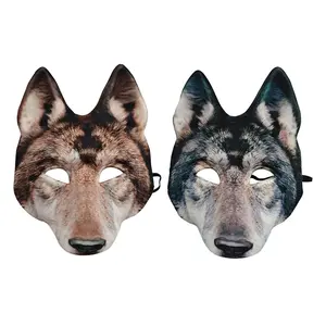 animal head mask,Realistic wolf head 3D mask with lifelike fur texture and pointed ear shape, suitable for Halloween themed party role-playing costume accessories
