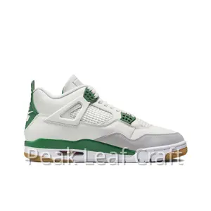 Retro Mid-Top Basketball Shoes in White Leather and Grey Suede Upper with Pine Green Accents, Gum Rubber Outsole, and Visible Air Unit