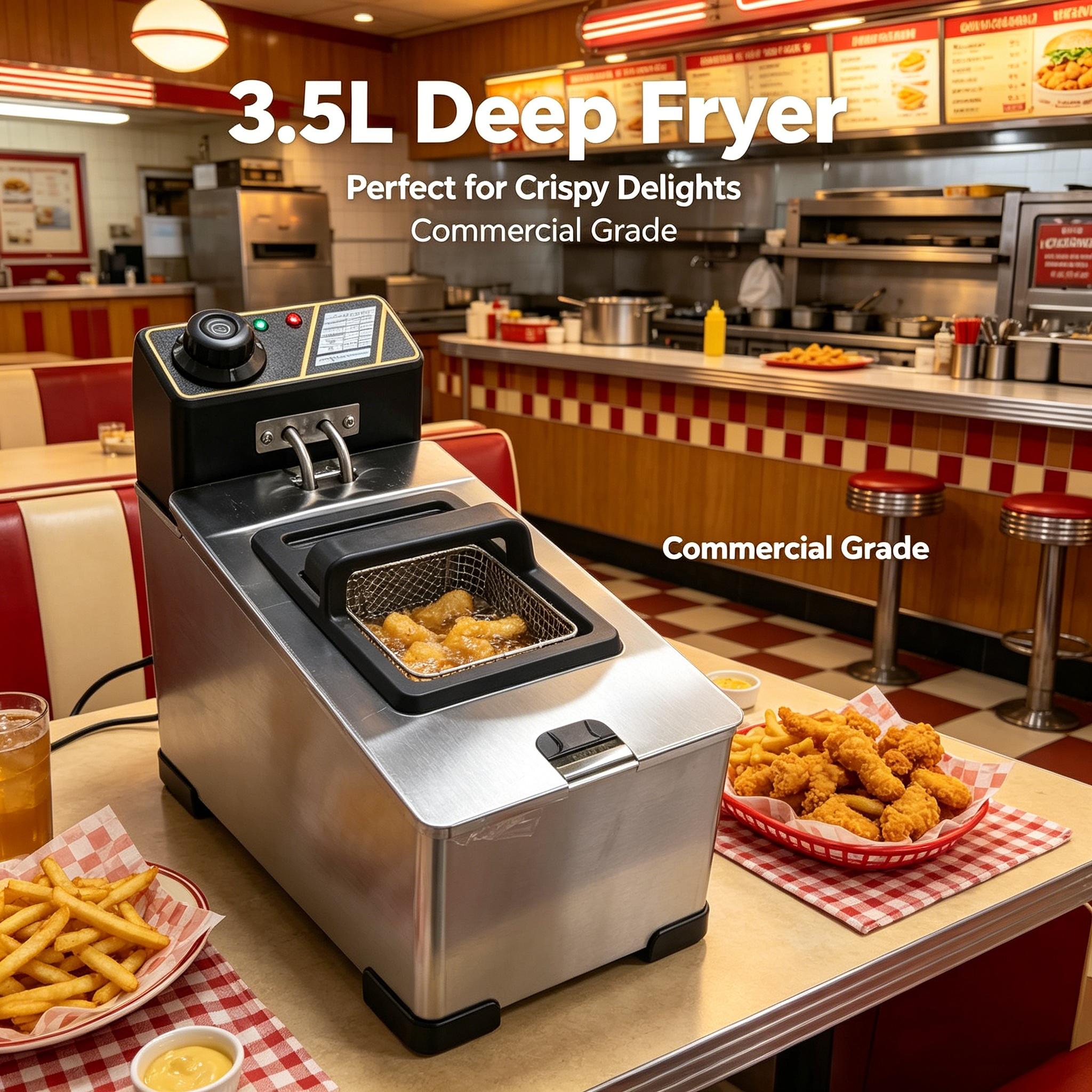 1pc 3.5L Electric Deep Fryer, 2000W 110V, Temp Control & US Plug, Oil Saving Fryer for Chicken Fries Donuts, Home Restaurant Food Truck Frying Machine