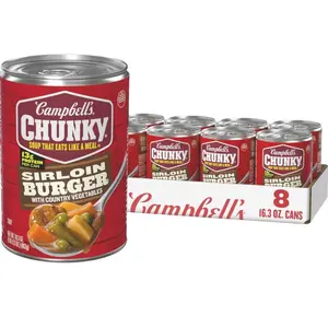 Campbell’s Chunky Soup, Sirloin Burger With Country Vegetable Beef Soup, 16.3 oz Can (Case of 8)