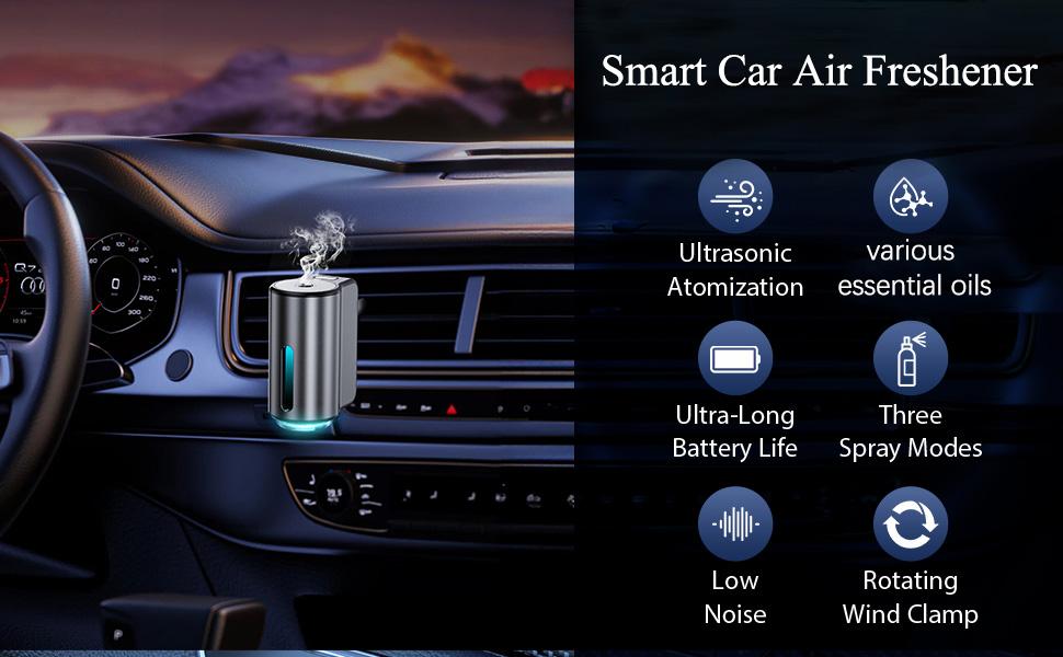 Shonoppy Smart Car Air Freshener with Three Adjustable Scent Levels Portable Waterless Diffuser Aromatherapy 6x10ML Natural Perfume Fruity Fragrance