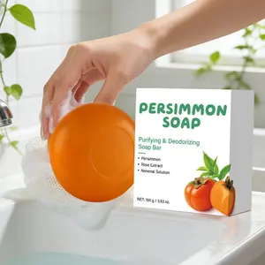 1PCS Persimmon Deodorizing Soap Long-Lasting Odor Removal Deep Pore Cleansing Antioxidant Moisturizing Gentle Non-Irritating Suitable for Sensitive Skin
