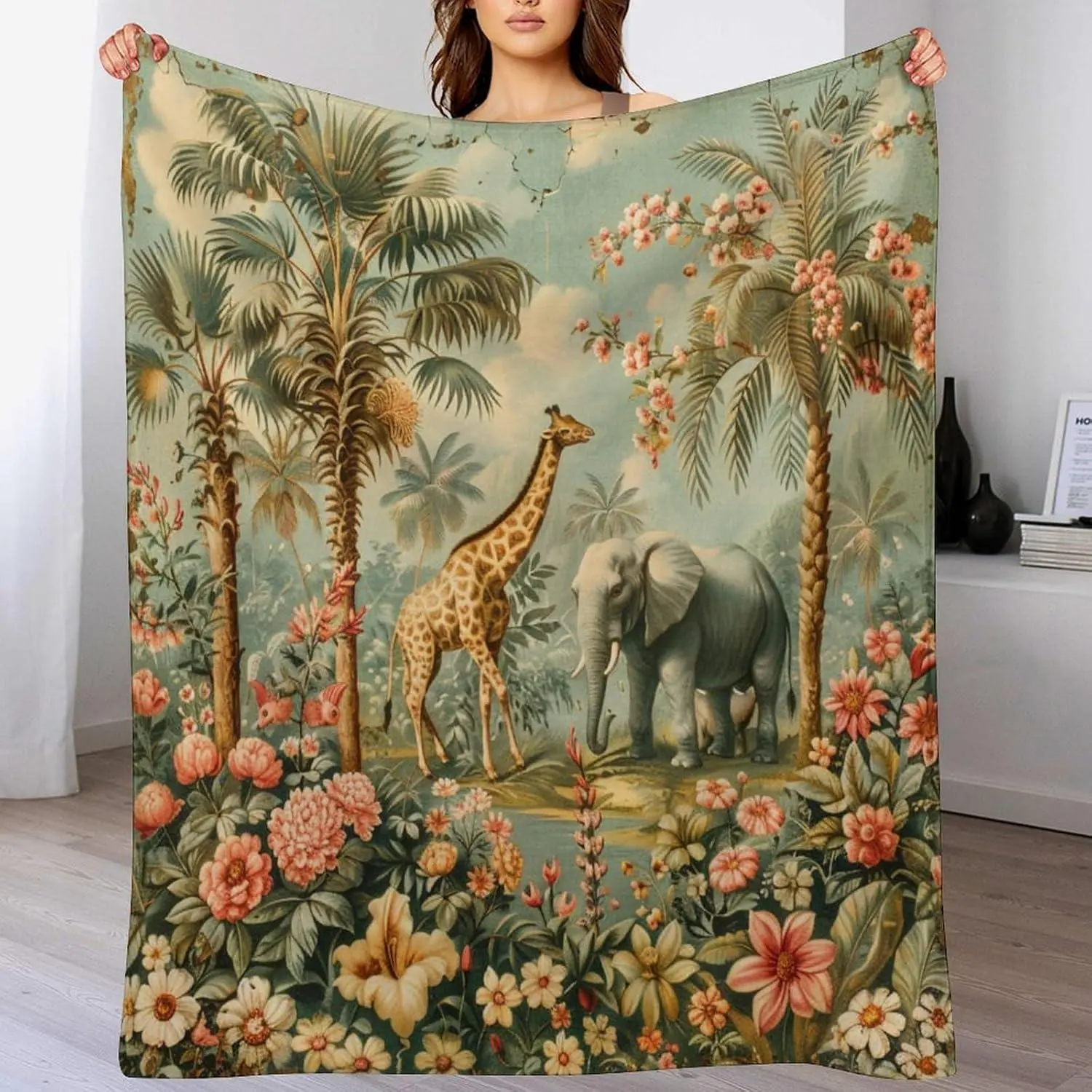 Flannel Throw Blanket with Forest Animal Design, 80"x60" Kids' Bedding & Room Decor, Suitable for Bed, Sofa