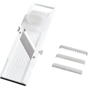 Mandoline Slicer with 4 Blades, Stainless Steel, BPA Free, 12.75 x 3.625-Inches, Beige