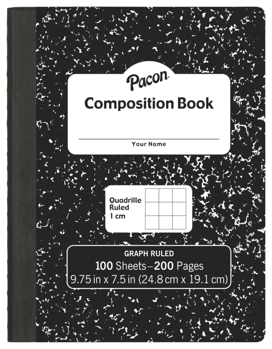 Pacon 9.75 x 7.5 in. 1 cm Composition Book with Grid Ruled & 100 Sheets