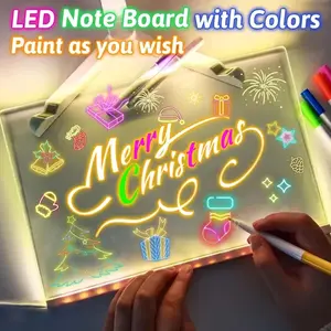 7-Color Customizable LED Acrylic Message Board with USB - Erasable Drawing & Night Light for Bedroom, Office, or Birthday Gift, DIY Design, Vibrant Colors, Clear Plastic, Perfect for Birthdays, Christmas, Valentine'S Day, Thanksgiving, Graduation Gifts