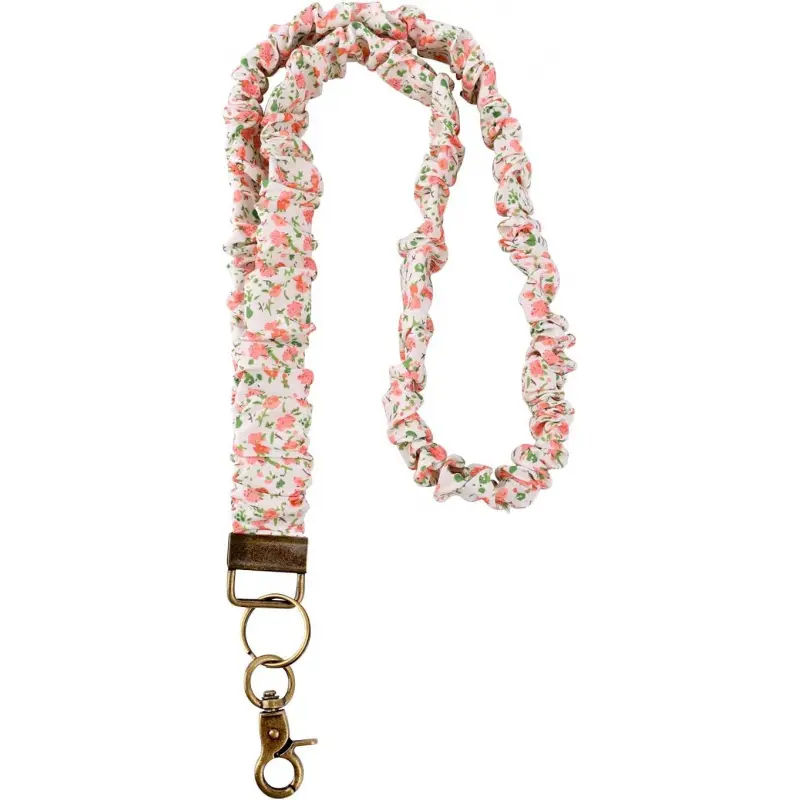 Penitue Floral Scrunchie Lanyard - ID Card Lanyard, ID Holders for Badges, Retractable Keychain Holder for Women Teachers (Neck Stretchy for Keys), Name Tag Lanyards