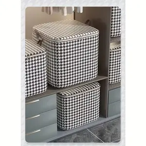 Large Capacity Storage Bag, Blanket Clothes Organizer Box, Non-Woven Fabric Grid Home Storage Bag, Under Bed Storage Box