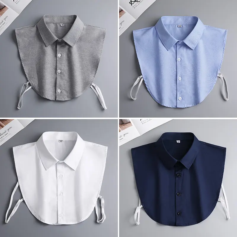 Men's 100% Cotton Faux Collar — A time-saving and versatile shirt collar, suitable for business meetings and everyday casual wear.It’s perfect for layering with sweaters and blazers, available in multiple sizes from S to 3XL (neck circumference 14.4–18 in