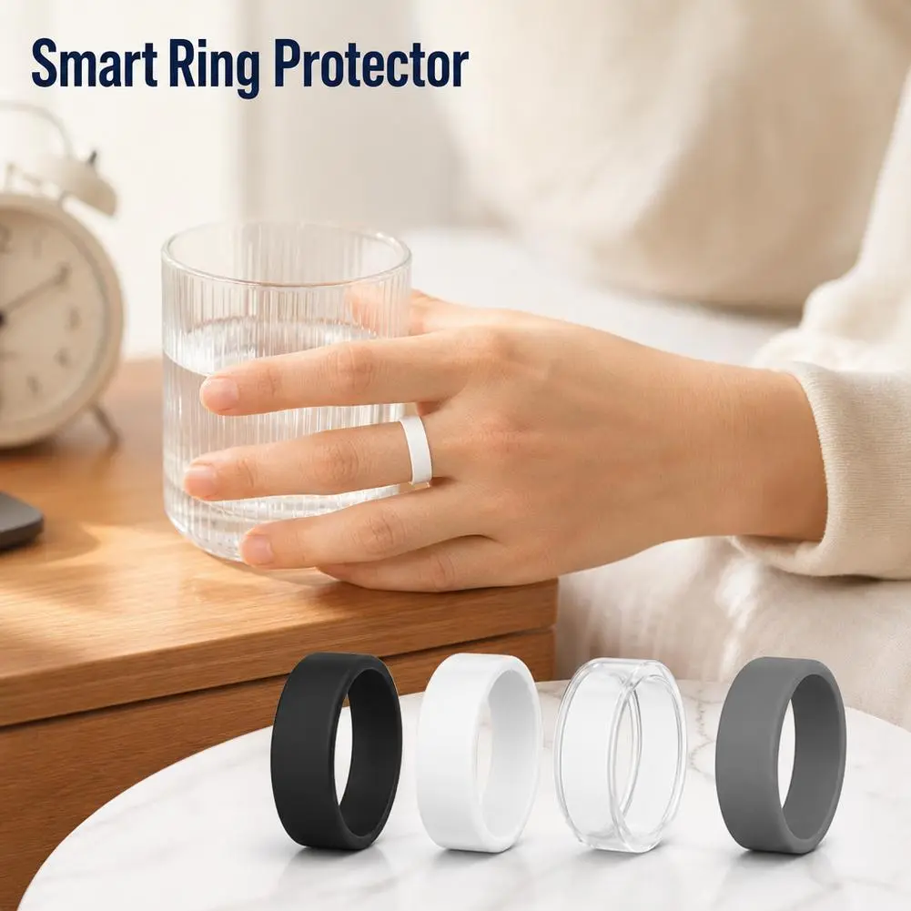 Ultra-Thin Ring Cover for Oura Ring 5, Anti-Scratch Silicone Smart Protector Elastic Ring Finger Case Work Out Gym for Women Men