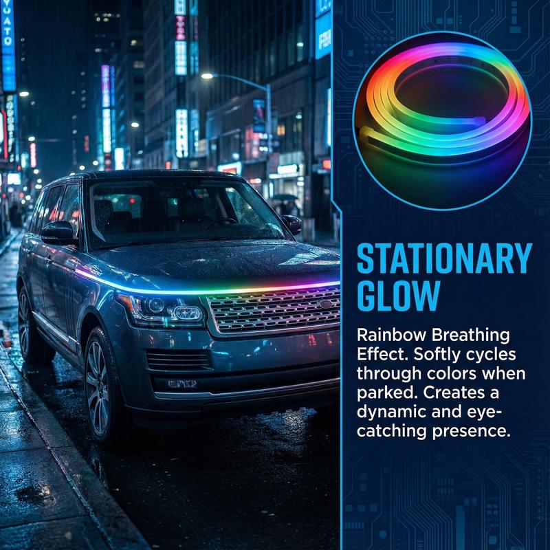 Smart Hood LED Light That Reacts to Your Driving – Auto RGB Flow Strip for Cars & Trucks | JAXEST