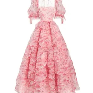 Women mushroom floral bow dress