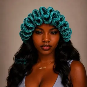 Women's Unisex Frankys Crochet Handmade Small Ruffle XL Bucket Hat - Trendy Acrylic, Casual Summer, Multi-Color Fashion Accessory