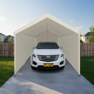 SAVEYOUR 12x20 Heavy Duty Portable Carport Garage Tent White Outdoor Storage Shelter All Weather Waterproof Canopy for Vehicle Patio Backyard Lawn
