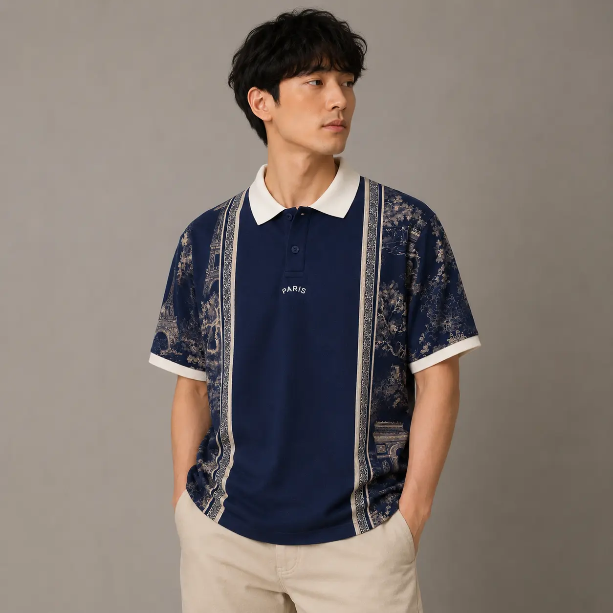 Chivas Paris Polo Shirt — Toile De Jouy All-over Print Polo Shirt American retro street hip hop Y2K men’s casual spandex short-sleeve top, baseball apparel