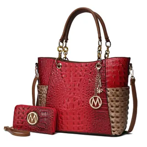 MKF Collection Merlina Croc false Embossed Vegan Leather Women’s Tote Bag with matching Wallet