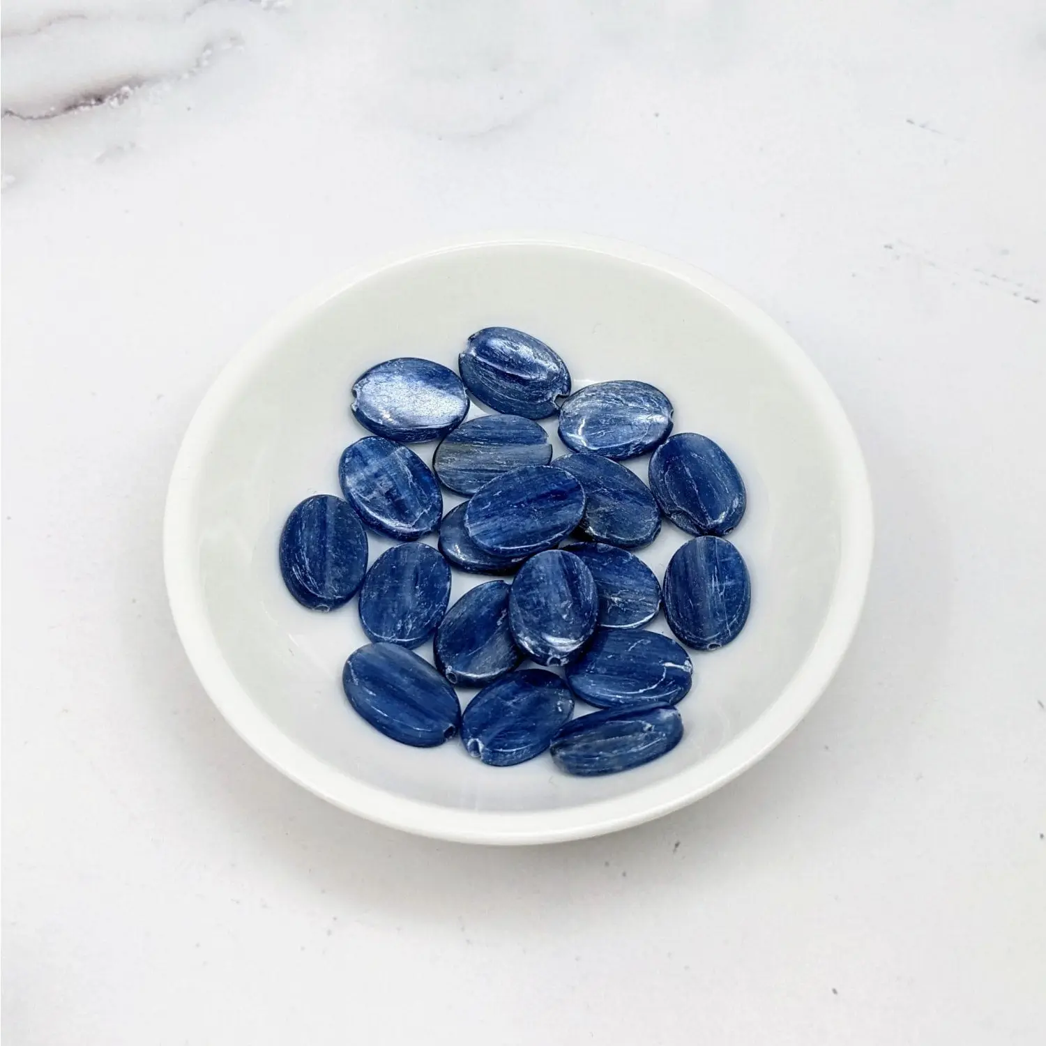 Blue Kyanite  Flat Oval Bead 2 Pack #LV3664