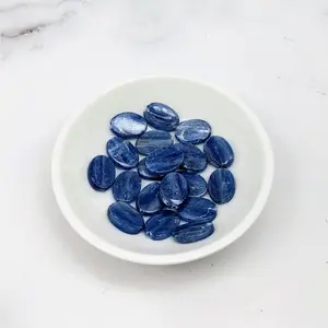 Blue Kyanite  Flat Oval Bead 2 Pack #LV3664