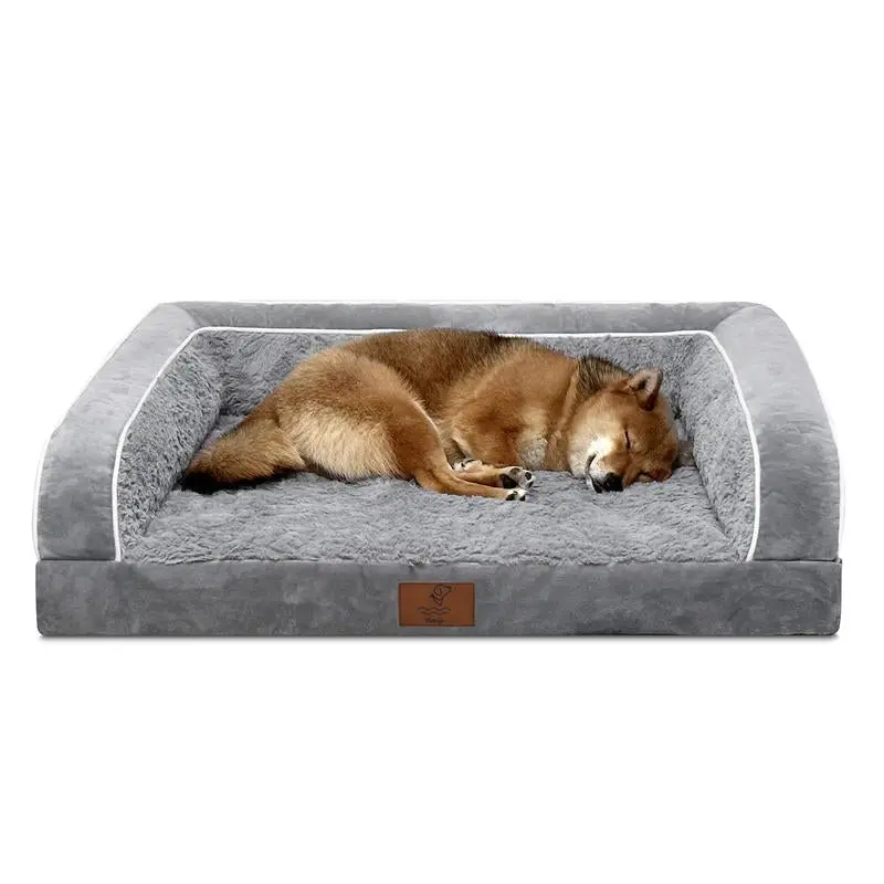 Dog Beds for Large Dogs, Washable Dog Bed Sofa with Removable Cover, Waterproof Dog Bed Couch with Nonslip Bottom, High Bolster Dog Bed, Orthopedic Dog Bed