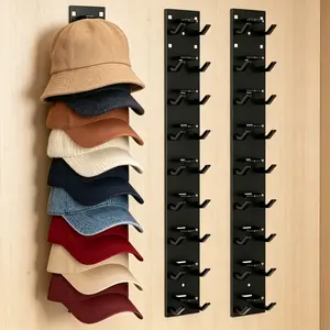 2 Pack Hat Rack for Baseball Caps, Hat Organizer Display Holder Hold Up to 18 Hats, Black