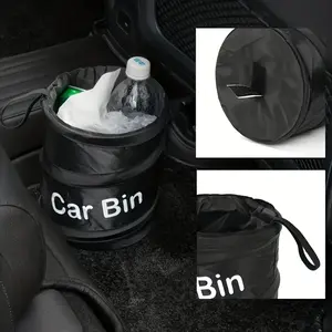 1pc Universal Foldable Car Garbage Bin Car Trash Can - Keep Your Car Clean and Organized with Hanging Bucket and Storage Bag - Ideal Car Interior Accessory -