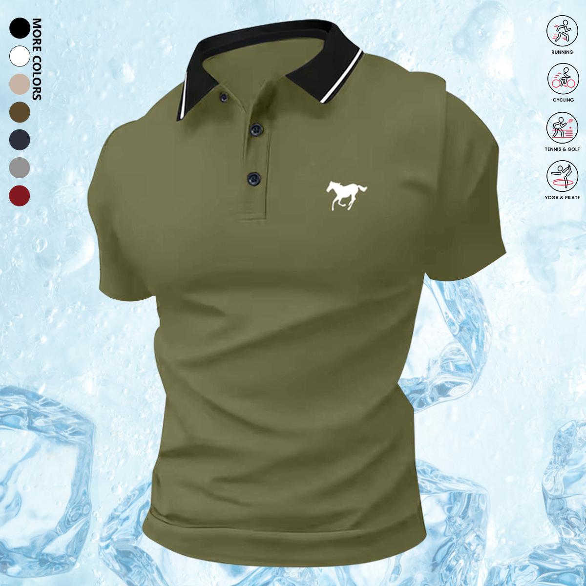 Business Casual Men's Polo Shirt, Classic Solid Shortsleeve Top, Comfortable Button-Up Menswear, Button-Up Fabric