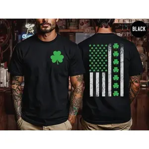 Shamrock USA Flag Sweatshirt/T-shirt – St. Patrick’s Day Shamrock Graphic Tee – American Flag Design – Unisex Classic Cotton Shirt