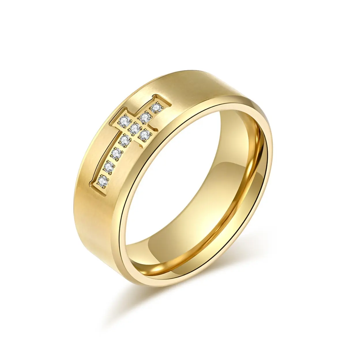 Unisex European Style Minimalist Cross Design Ring - 1pc Light Luxury Artificial Gemstone Ring Inlaid with Synthetic Zircon, Sizes 7-13, Suitable for Daily Wear, Parties (Crucifix Motif, Sparkling Cross), Cross Design Rings,summerwins