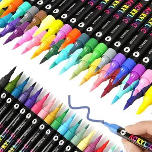120 Color Acrylic Paint Marker Set, Dual Tip Markers for Rock Painting, Canvas, Wood, Stone, Ceramic, Glass, Fabric, DIY Crafts & Projects, Acrylic Marker Pen