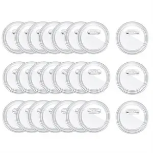 3 Inch Acrylic Button Pins Clear Plastic Button Badges Pin Craft Button with Pin Blank Pins Photo Buttons Pin, 25 Pack