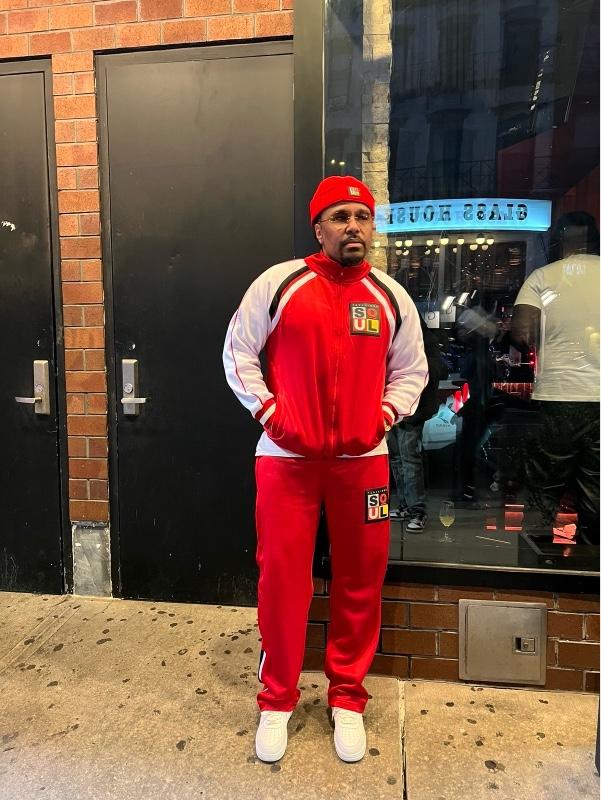 MENS 3 PIECE RED/WHITE AND BLACK SWEATSUIT & BEANIE SETS